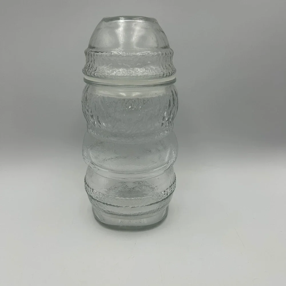 Libbey Santa Claus Jar Clear Glass 8.5in Christmas Embossed EUC Vintage 90's